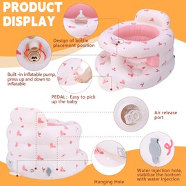 Inflatable Baby Seat for Babies 3 Months & Up, Inflatable Baby Support Seat for Sitting Up, Toddler Baby Floor Chair with Built in Air Pump, Upgrade Water Injection Function, More Stable (Color#03)