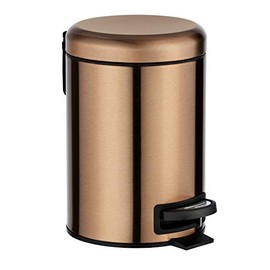 WENKO Dustbin with Anti-Fingerprint Capacity 3 litres, Rustproof stainless steel, Metallic Copper, 25 x 22.5 x 17 cm