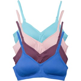 Kalon Women’s 4 Pack Demi Padded Bralette Wireless Comfortable Bra (M/L, Light Vintage)