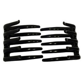 Parcelona French Crab Interlocking Medium Celluloid Glossy Black Hair Clip Side Comb 2 1/4 Inches