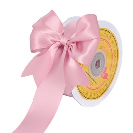 LEEQE Double Face Pearl Pink Satin Ribbon 1-1/2 inch X 25 Yards Polyester Pearl Pink Ribbon for Gift Wrapping Very Suitable for Weddings Party Hair Bow Invitation Decorations and More