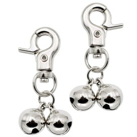 Bells for Dog Collars - 2 Pack Stainless Steel Bell Necklace for Dogs & Cat - Pet Pendant Accessories Training Collar Charm with Heavy Duty Snap Clips, Silver Christmas Gift