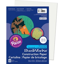 SunWorks® Construction Paper, 9" x 12", White, Pack Of 50