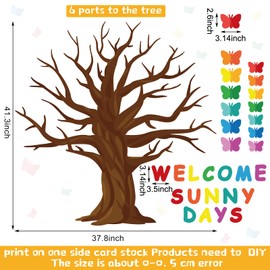 128 Pcs Butterfly Tree Bulletin Board Decorations Spring Classroom Bulletin Board Sets Welcome Sunny Days Back to School Cutouts for Wall Background Chalkboard Supplies