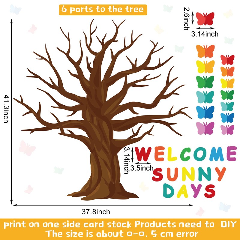 128 Pcs Butterfly Tree Bulletin Board Decorations Spring Classroom Bulletin