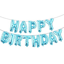 Happy Birthday Balloons, Aluminum Foil Banner Balloons for Birthday Party Decorations and Supplies (Blue Star)