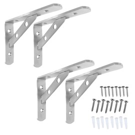 Stainless Steel Shelf Bracket, DIY Bracket, Angle, L-Shaped, Hairline, Screws, Wall Mounted, Assembly Type, MSW2544 (200) 4 Pieces