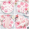 Pink Dog Birthday Supplies Doggy Paw Print Party Decorations Including