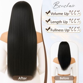 Benehair 24" Clip in Hair Extensions Full Head 6 Pcs 16 Clips Long Straight Hair Extensions Clip in Synthetic Fiber Natural Extension Hairpiece for Women(Golden Blonde mix Blonde, 140g)