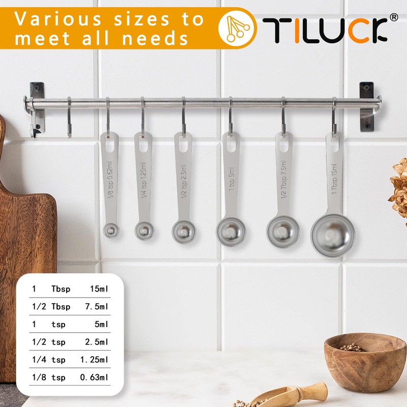TILUCK Stainless Steel Measuring Spoons Set,Kitchen Gadgets for Cooking &