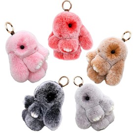 TMANI Soft Rabbit Keychain - Cute Pendant, Fashion Accessory, Plush Pendant, Gift for Women & Girls - Colour: Khaki