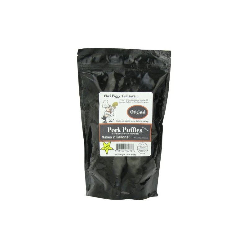 Chef Piggy Tail Microwave Pork Puffies Pork Rinds, Original, Gluten