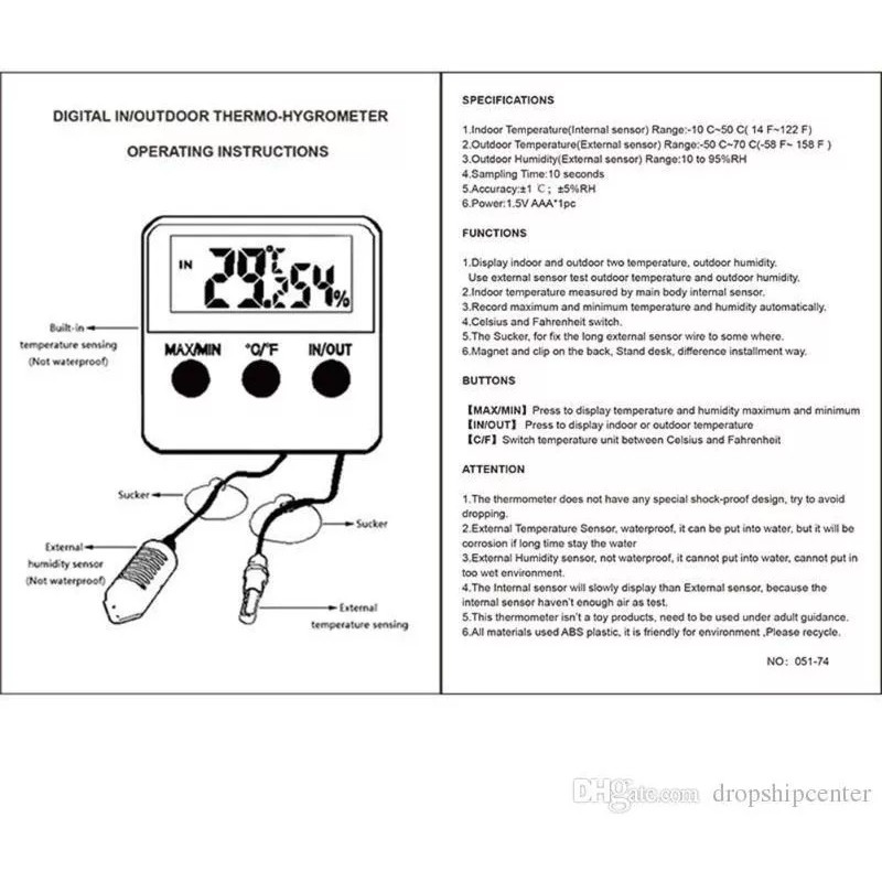 Alien Technology Termómetro Higrómetro Digital Lcd Terrario Sensor Humedad