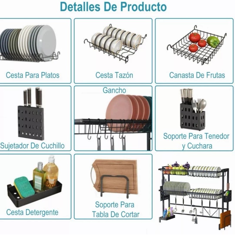 Best i Escurridores De Platos Fregadero 2niveles Ajustable 62-103cm
