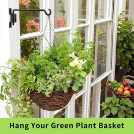 PCGPCYE 2 Pack 16 inch Plant Hanging Hook Bracket ，Swivel Plant Hangers Outdoor Heavy Duty， Black Bird Feeder Hanger for Flowers Baskets Pots Bird Feeder Lanterns