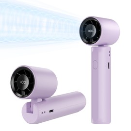 DUOMIY Portable Handheld Turbo Fan, Mini Personal fan 16000RPM Speed(1-100) Adjustable, 3-IN-1 Rechargeable Fan with LED Display, Travel Essentials, Gifts for Women Men Outdoor Indoor (Purple)