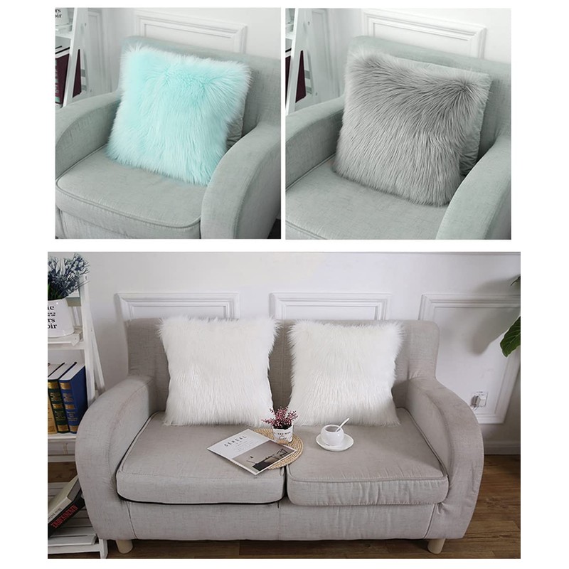 YDFYX 2 Pieces Faux Fur Throw Cushion Cover, Deluxe Home