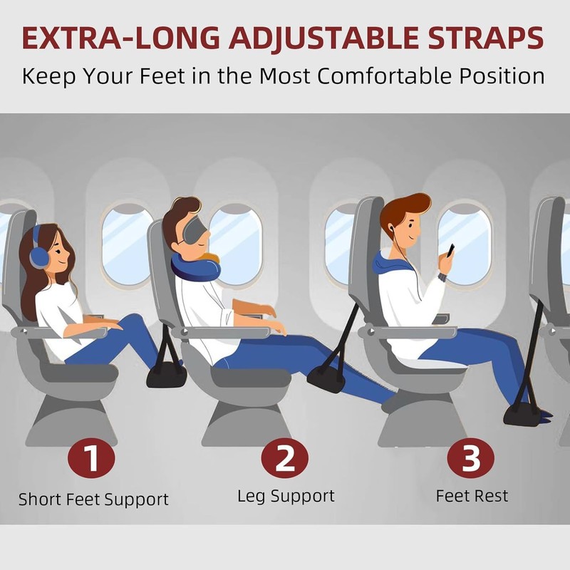 Airplane Foot Rest,Portable Travel Footrest Flight Carry-On FootRest Adjustable Height