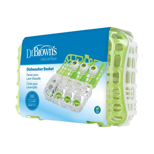 Dr. Brown's Dishwasher Basket for Small Baby Bottle Parts, Pacifiers, and Accessories, Clean, Store and Organize Newborn Essentials, Green, BPA-free