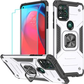 for Moto G Stylus 5G Case:Screen Protector Military Grade 360° Rotatable Kickstand Shockproof Protective Cases for - Moto g Stylus 5G 2021 (Silver)