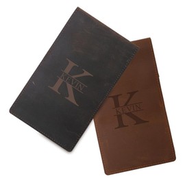 Custom Golf Scorecard Yardage Book Holder - Engraved Crazy Horse Leather, Unique Patina Texture, Gift for Golfers – Men and Women