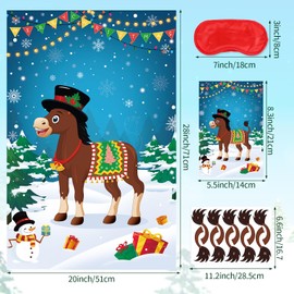 Lemicin Pin The Tail on The Donkey for Kids, 50 Stickers Christmas Family Games Christmas Pin The Tail Game Kids Party Christmas Games Carnival Supplies Boys Girls Birthday Party Games