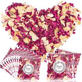 12 Packs Flower Confetti Wedding, Natural Scattered Flowers Rose Petals Wedding for Sprinkling Dried Petals Wedding Confetti Biodegradable for Birthday Party DIY Decoration