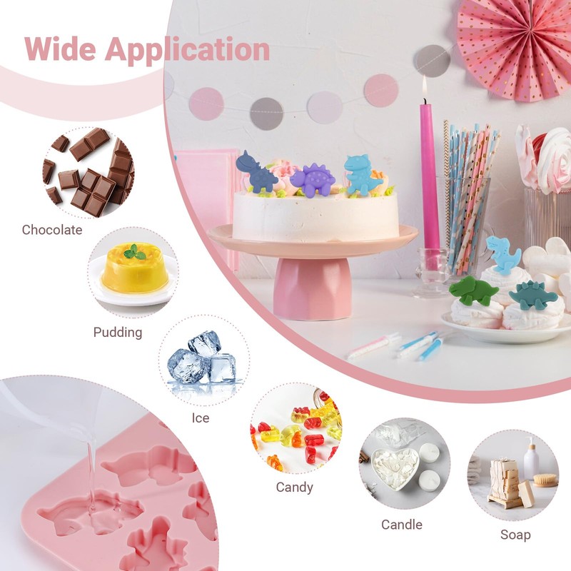 Beasea Chocolate Molds Silicone, 2pcs Mini Cute Dinosaurs Candy Ice