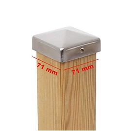 6 x Pyramid Post Caps 71 x 71 mm Stainless Steel