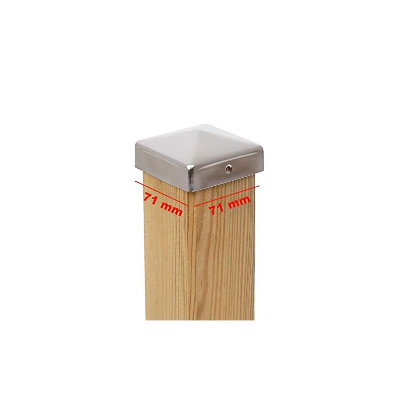 6 x Pyramid Post Caps 71 x 71 mm Stainless