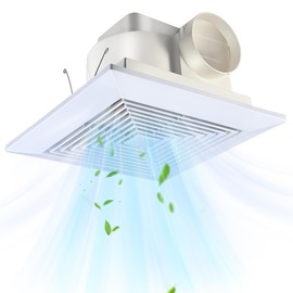 FEITON 110 CFM Bathroom Fan Exhaust Fan Ceiling Mount, 30W, 110V, 1.0 Sones, Square Quiet Ventilation, 4-in Duct, 8.8" x 8.8" Mounting Hole