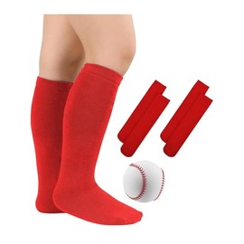 Century Star Toddler Soccer Socks for Girls Boys Baseball Socks Youth Softball Sock Kids Breathable Athletic Socks for Sports 2 Pair Solid Red 9-12 Years