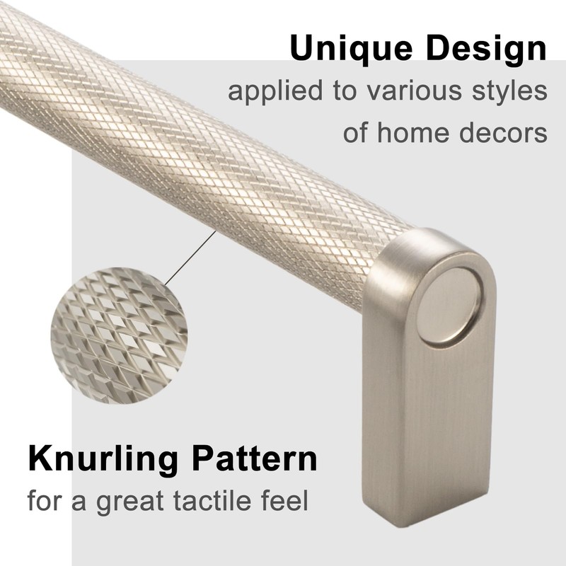 ASKANO 10 Pack 5 Inch Hole Centers, Knurled Brushed Nickel