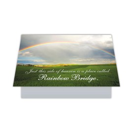 Dog Speak Rainbow Bridge Pet Sympathy Card – Just This Side of Heaven Is a Place Called Rainbow Bridge – Loss of Dog or Cat Remembrance Card with Envelope