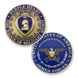 PURPLE HEART BADGE OF MILITARY MERIT 1.75" CHALLENGE COIN