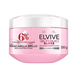 LOral Paris Elvive Mascarilla Glycolic Gloss, con cido Gliclico para un pelo ms brillante y visiblemente sano, 300gr                                  
