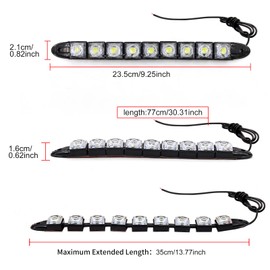 X-STYLE 9 Row LED Delight, White, 12 V, Car LED Tape, Daylight, DRL, High Brightness, Waterproof, General Purpose, Left and Right Set of 2 (White)