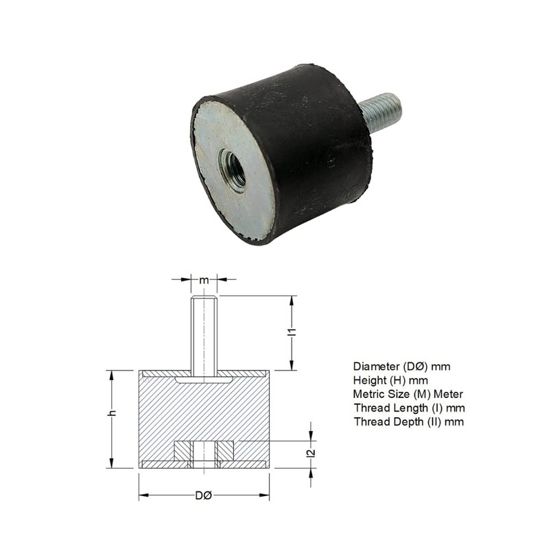 Rubbergiant Rubber mounts M6-20mm x 25mm Anti vibration rubber mount