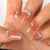 Sethexy Pink Rhinestone Handmade Press on Nail Medium Coffin False