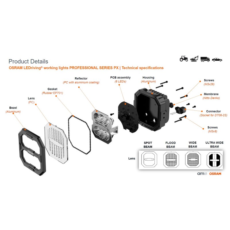 OSRAM LEDriving® Cube PX2500 Spotlight, LEDPWL110-SP, Off Road, LED Work