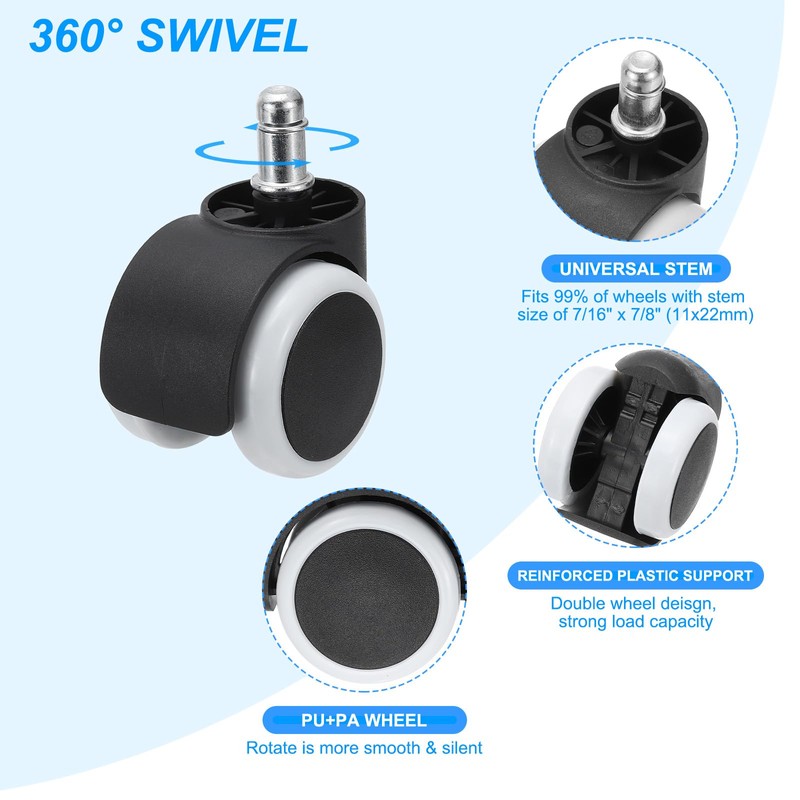 PATIKIL Office Chair Wheels 2 Inch, 5 Pcs Replacement Desk
