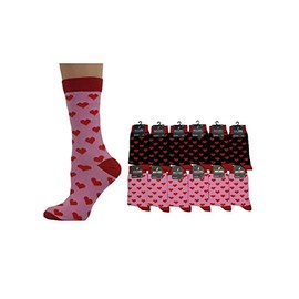 Red Hearts Design Assorted Women Ankle Socks, Valentine's Day Socks (4-8 UK 37-42 EU) (Pink, 1)