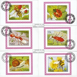 Sharjah Block1204B-Block1209B (complete.issue.) fine used/cancelled 1972 Insects (Stamps for collectors) Invertebrates Other (insects, snails, bees…)