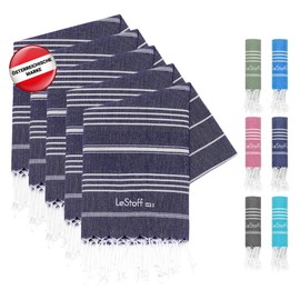 LeStoff Premium Guest Towel - Hammam Towel (Set of 5) - 100% Organic Cotton - Prewashed, Sustainable, Absorbent & Quick Drying, for Fitness, Kitchen, Shower, Yoga, Spa, Travel (Navy)