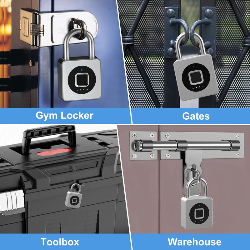 eLinkSmart Gym Locker Padlock - Fingerprint Mobile APP Unlock Remote