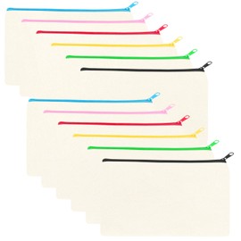 Legigo 12 Pack Blank DIY Craft Bag Canvas Makeup Bag- Bulk Cosmetic Bags Canvas Colorful Zipper Bags, Multipurpose Canvas Zipper Pencil Case Pouch, Travel Toiletry Pouch for Boys Girls (8.3 x 5 inch)