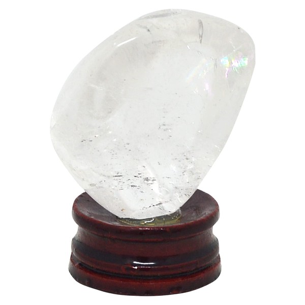 Clear Crystal Stone W Wooden Stand + Free Fengshuisale Red