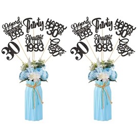 12PCS 30th Birthday Party Centerpiece Straight Outta 1994 Legend Since 1994 Happy 30th Cheers 30th Thirty Party Centerpiece Party Decorations for 30th Floral Decorations Party Supplies (black 30th)