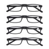 MODFANS Reading Glasses Black +2.5-4 Pairs Fashion Readers Narrow Frame