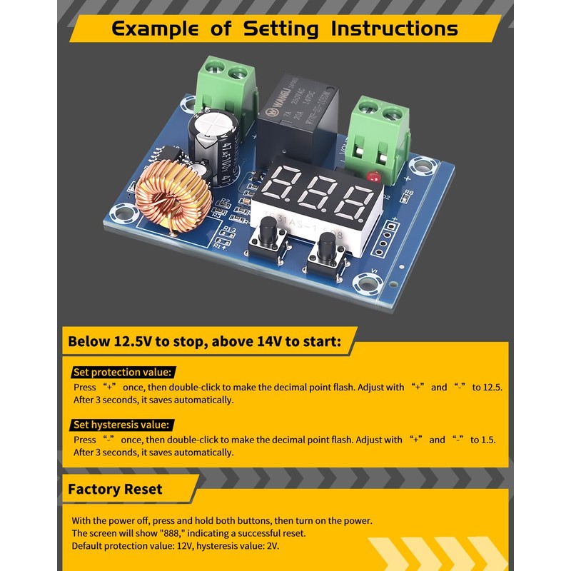 Seloky 10PCS Digital Low Voltage Disconnect Switch 12V-36V DC Over-Discharge